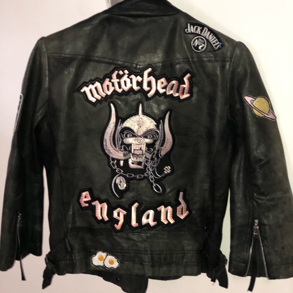 VINTAGE TopShop Customized Leather Jacket RARE - Picture 1 of 3